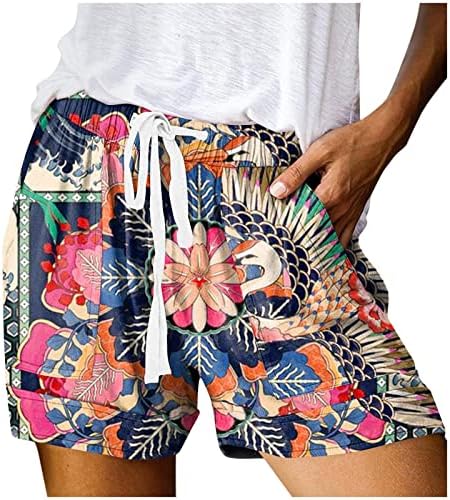Ljetne ležerne kratke hlače za žene izvlačenje visokog struka labave fit teretane kratke hlače retro tiskanje laganih ljetnih kratkih