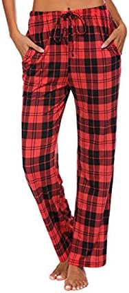 Buffalo Plaid pidžama hlače elastično struk crveni karirani PJ -ovi PJS spavanje udobno casual izvlačenje sportskih atletskih salona