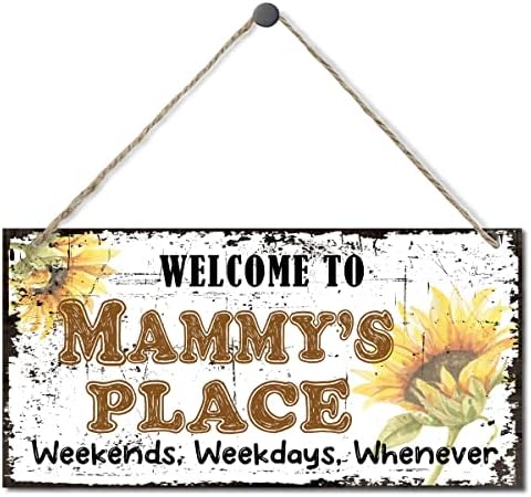 Edcto Vintage stil stil, dobrodošli u Mammy's Place Weekends, radnim danima, kad god dekorativni, viseći drveni znak ukrasni, tiskani