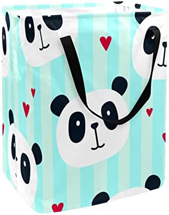 Panda s printom srca sklopiva košara za rublje vodootporne košare za rublje od 60 l košara za pranje odjeće igračke za pohranu spavaonica