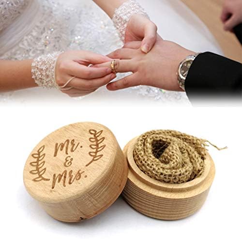 AMOSFUN rustikalna kutija za vjenčane prstena Vintage drvena kutija okrugli prsten za vjenčanje rustikalni rustički prstenovi držač