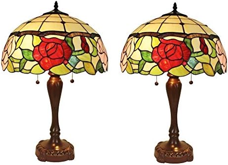 Vitražni cvjetni zaslon stolne svjetiljke u stilu Tiffani