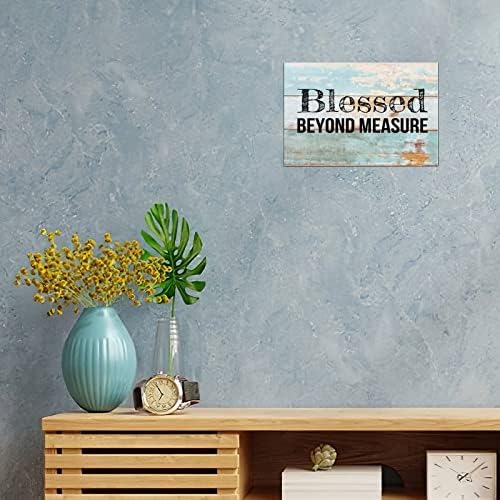 Tiskani natpis na drvenoj ploči Blagoslovljen izvan mjera smiješni zidni zid znakovi priroda plavi drveni zid viseći plak znak dobrodošli