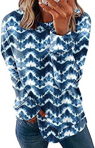 Žene casual Crew Neck Twichirt Print uzorak majica dugih rukava majica bluza casual prozračni tanki proljetni vrhovi