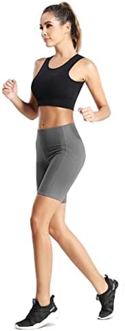 Sunveno ženske joga treninge kratkih hlača s džepovima s visokim strukom biciklističkih kratkih hlača kontrola trbuha za biciklizam,