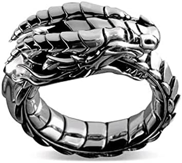 Punk Dragon prsten za muškarce Gothic Vintage Silver Ring za dječake hip hop retro rock zmajev nakit za životinje