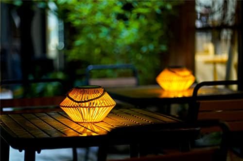 Vanjski viseći solarni lampioni, 2 pakiranja ručno izrađene lampice s ručicom konopa vodootporni stol lagani dekor za dom za dvorište