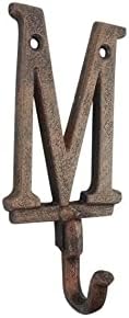 Ručno izrađeni nautički dekor Rustikalni bakreni od lijevanog željeza slova M abeceda zidna kuka 6