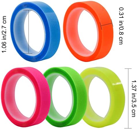 Traka za označavanje od 5 rola prozirna naljepnica za označavanje odvojive fluorescentne oznake u boji za razred čitanja, 16 stopa