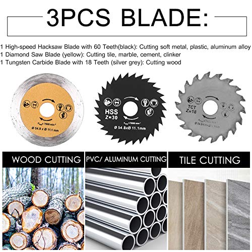 Kewayo 3PCS HSS kružna pila za rezanje noža rotacijske rezanje alata za rezanje drva i vanjski promjer mandrela 54,8 mm/2,15