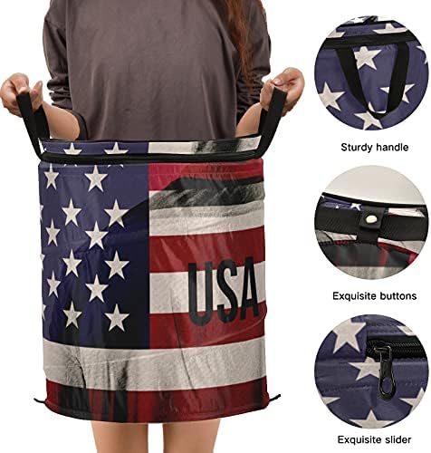 USA zastave sportaš Pop up up rublje rublje s poklopcem sklopiva košarica za odlaganje srušena torba za pranje rublja za spavaonicu