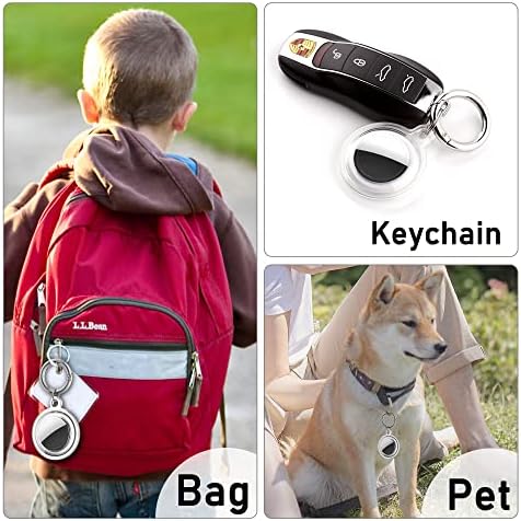 Vodootporni držač zrakoplova, DDJ 4 Pack AirTag Keychain, AirTag futrol za ogrlicu za pse, prtljagu, ključeve, zaštitni zaštitni zaštitni