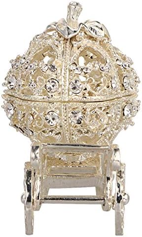 Rosarivae srebrna pepeljuga kočija bundeva ukrasna zglobna nakit kutija za trinktet srebrni rhinestone nakit držač zaslon jedinstveni