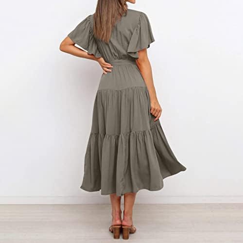 Haljina za žene, žensko ljeto ležerno tiskano tiskanje struka s kratkim rukavima duga haljina boho haljina
