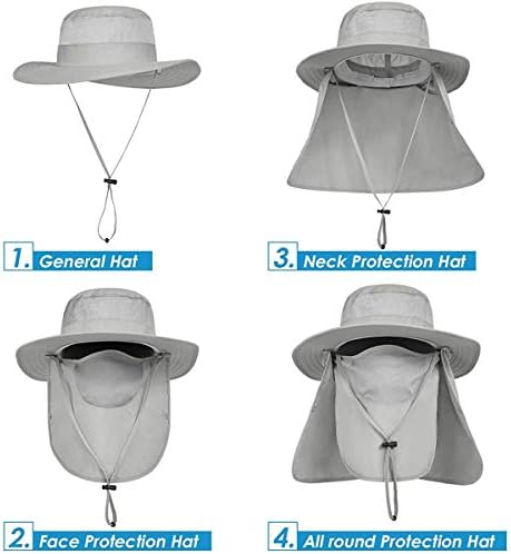 Muški vanjski Sunčani šešir s preklopom za lice i vrat s UV zaštitom, šešir za ribolov širokog oboda za planinarenje, Safari, vrtlarstvo,