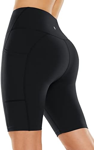Baleaf Sweatleaf ženska svjetlost kompresije Bikera kratke hlače 8 Visoki struk, joga teretana spandex kratkih hlača bočnih džepova