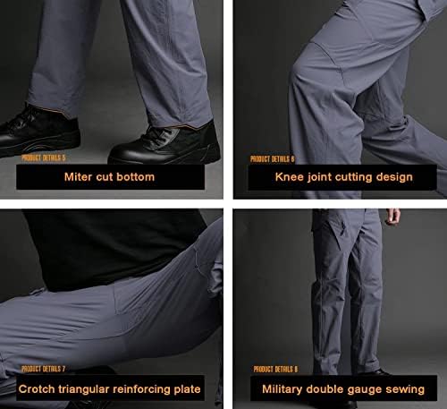 Biylaclesen muški vanjski ripstop vojne hlače Multi džepovi Lagani brzi suhi teretni kampiranje hlača