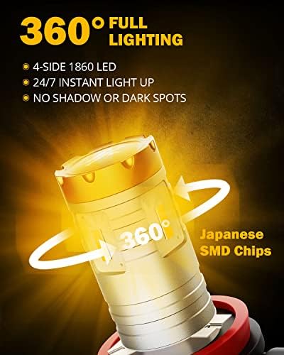 Auxbeam nadogradio H11 H8 H16 H16 LED žarulje za maglu 3000k jantantna žuta magla svjetla 300% svjetlije mini veličine plug-and-play