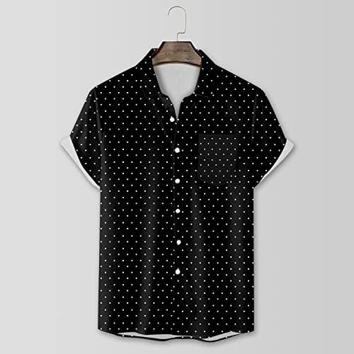 2023. Nova muški košulja s kratkim rukavima Obična fit polka točkica tiskana košulja s džepnim ležernim košuljom majice majice
