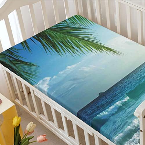 Ocean tematski obloženi krevetić, Standard Crib Madrac, ugrađeni list Ultra meki materijal - Izvrstan za dječicu ili djevojčicu ili