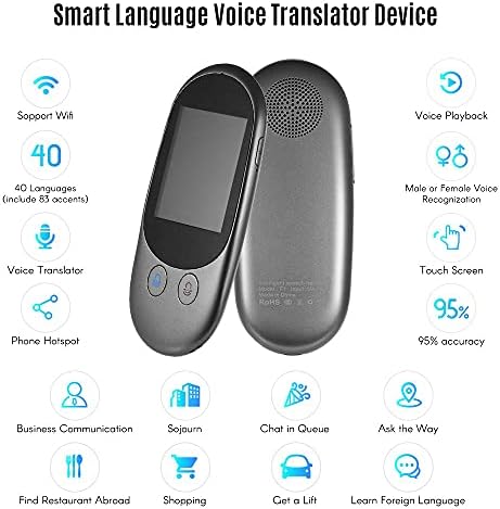 Debeli pametni uređaj za prevođenje glasa na 40 jezika s 2,4-inčnim zaslonom osjetljivim na dodir punjivi 91 MN s kamerom
