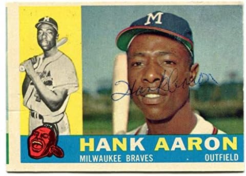 Rijetki hank aaron bejzbol hof vintage potpisan 1960 topps kartica hrabri - bejzbol ploča s autogramiranim kartama