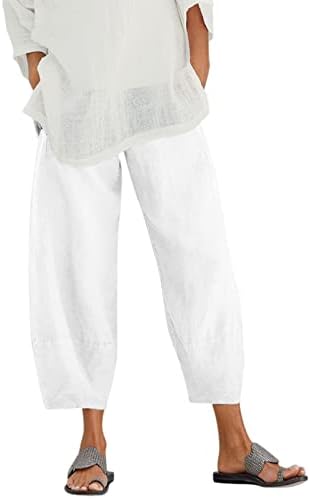 Potton Summer Casual Wide Nog Capri hlače labave labave fit solidne boje elastika plus veličina kapris usjev opušteni fit pamuk