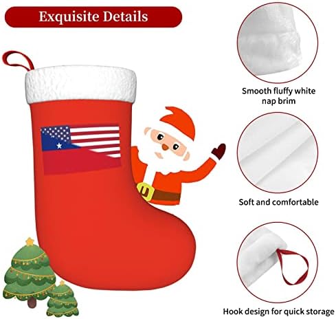 TZT američka zastava i samoanska zastava božićne čarape, božićni blagdanski pokloni za obiteljske odmor ukrasi 18-inčni