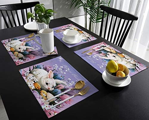 Set od 4 uskrsne salvete za stol za blagovanje set od 4 ljubičaste prostirke za pribor za jelo unutarnje protuklizne prostirke za stol