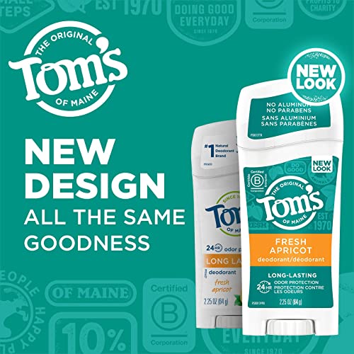 Tom iz Mainea dugotrajnog prirodnog dezodoransa bez aluminija za žene, svježu marelicu, 2,25 oz. 3-par