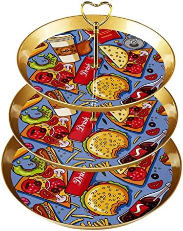 Dragonbtu 3 slojeva za kolače s zlatnom šipkom plastičnom slojevitom desertnom toranj ladica American Ukusna masna hrana uzorak voćni