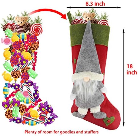 AIDUY SET od 3 božićne čarape 18 sa slatkim 3D plišanim švedskim Gnome božićnim čarapama za kamin Viseći božićni ukrasi i dekor zabave