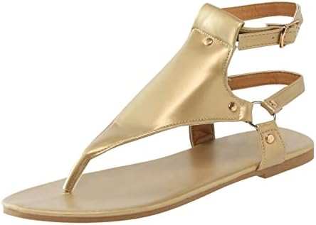 Yhiwu sandale žene Drvana ljetna modna kopča ravne sandale isječak nož plaža sandala sandala casual podesivi flip flops