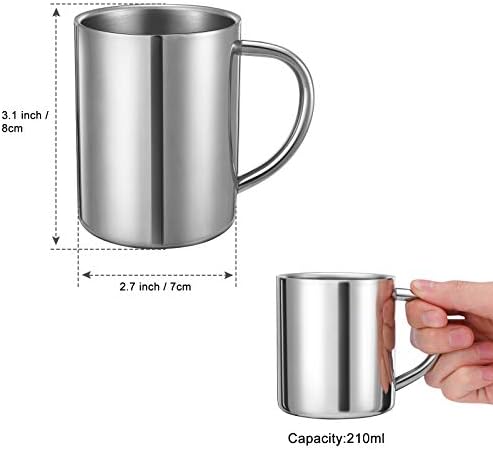 2 pakiranja 210 ml šalica za kampiranje s dvostrukom stijenkom od nehrđajućeg čelika, pogodna za kavu, mlijeko, sok, čaj i druge hladne