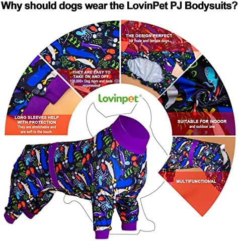 Lovinpet velika velika psa pidžama - post kirurgija onesie za velike pasmine pasa, reflektirajuća pruga, lagana rastezljiva pletenica,