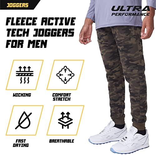 Ultra Performance 3 Pack Fleece Active Tech Joggers za muškarce, muške trenerke s džepovima s patentnim zatvaračem