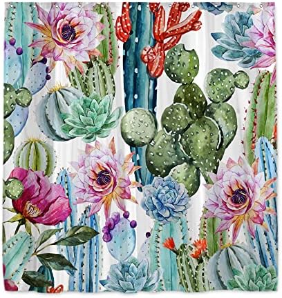 Onecmore akvarelni kaktus kaktus zavjesa kakti uzorak zapadno jugozapadno zeleno tropsko sočno biljka svijetla šarena cvjetna ruža