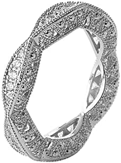Srebrni zaručnički prsten s okruglim vratom 9925 s punim dijamantom u bijeloj boji za žene, veliki prstenovi