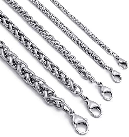 2/4/5/6 mm muška srebrna ogrlica od nehrđajućeg čelika pšenični pleteni lanac 18-30 & 34; inča