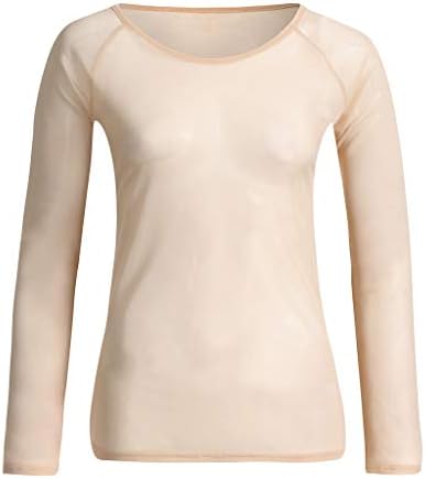 Ženska prozirna mrežasta bluza s dugim rukavima bešavni pripijeni gornji dio za ruke mrežasta košulja bluza