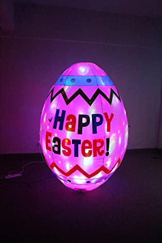 Dva uskrsna zabavna ukrasa, uključuje 6 stopa, visoko osvijetljeno sretno uskršnje jaje, i 4 stopala visok uskrsni zeko s puhanjem