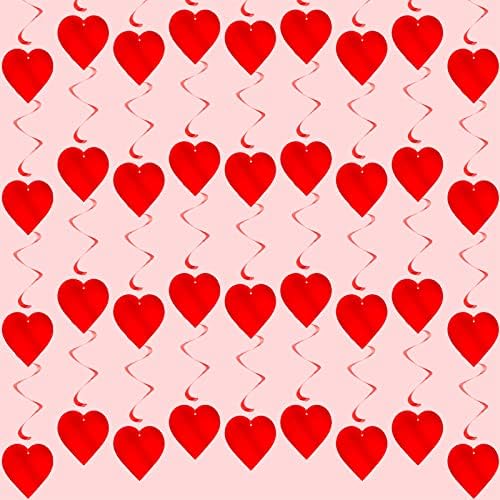 Yarlung 60 komada Viseći srce vrti se ukras za majčin dan, romantični streamers Crveni srčani streamers zidni natpis Viseći ukras za