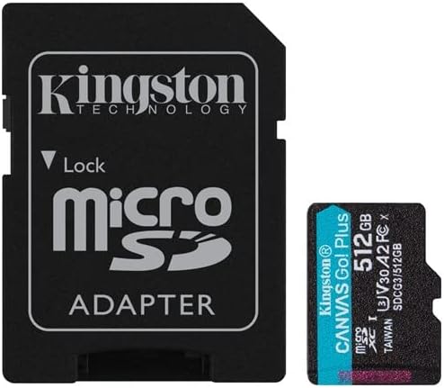 Memorijska kartica Kingston 512GB microSDXC Platna Go Plus, sa brzinom čitanja 170 MB/s UHS-I, C10, U3, V30, A2 /A1 + adapter - 2 pakiranja