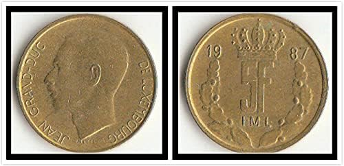 Europska europska luksemburg 5 franaka Coin godina slučajni strani kovanice komemorativni 5 fraka kovanica 1986-88 izdanje Spomen kovanice