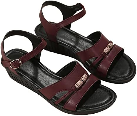 Ženske klinove sandale otvorena nožnog prga Slingback Speippers Cipele Metal Metal kopča rimske sandale Vintage Walking Sandala
