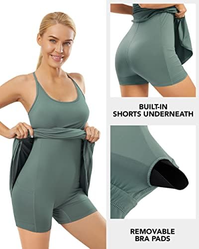 Afitne ženske haljine za vježbanje teniske haljine s ugrađenim grudnjakom i kratkim hlačama s džepovima golf haljina za vježbanje atletike