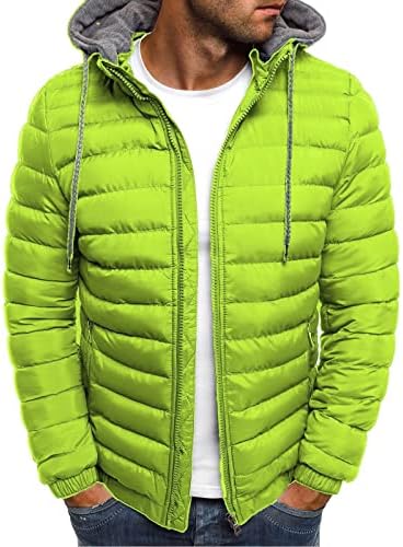 Wenkomg1 jakne od puhara za muškarce, čvrste lagane paketne vanjske odjeće Zip up Tople Ugodne jakne s uklonjivom kapuljačom