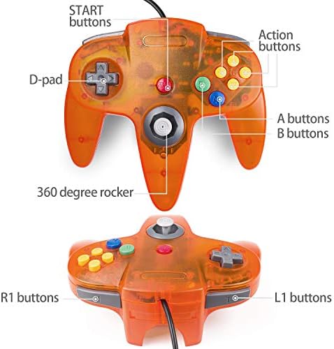 Klasični N64 kontroler, Kiwitatá N64 Wired Gaming Zamjenski kontroler džojstika za N64 System Video Games Console Clear Orange