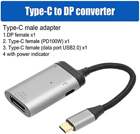 USB C do mini Displayport adaptera, 100W prijenosni Type -C za Adapter za prikaz s isporukom napajanja, Type -C u DP adapter za prijenosno