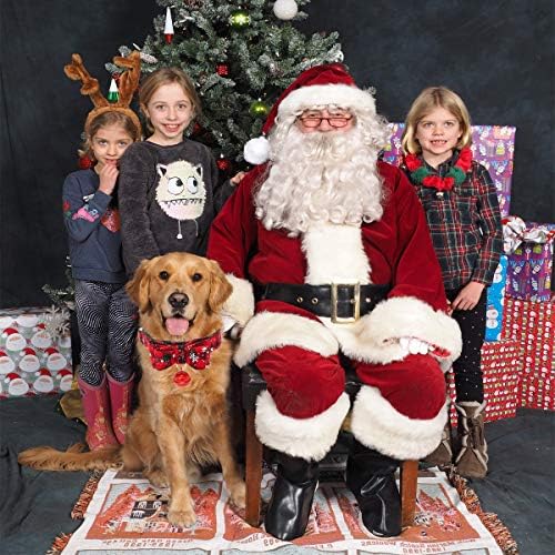 Božićni pseći ovratnik kravata, klasični crveni karirani uzorak snježne pahuljice za kućne ogrlice meke ovratnike luk i zvona podesiva